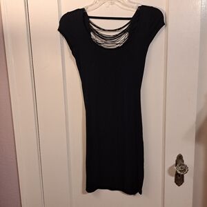 Black Bodycon Strappy Stretchy Mini Dress Charlotte Russe Sz S GUC